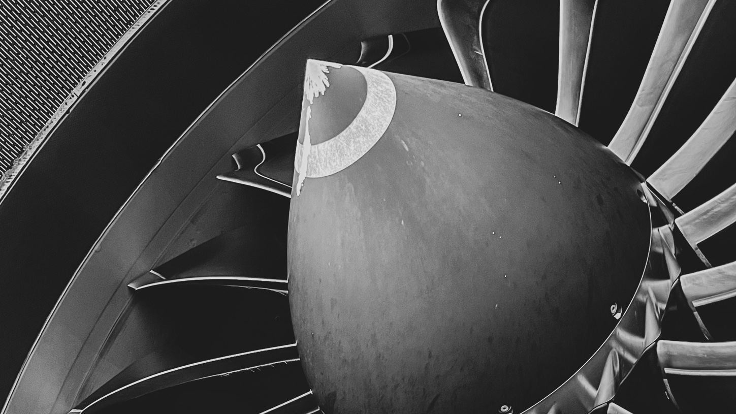 Close-up of turbine fan blades